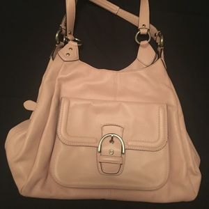 Blush-Colored Leather Coach Bag